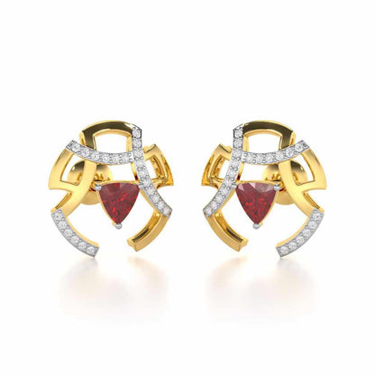 Captivating Cadence Garnet Silver Earrings - Yellow Gold - Image 2