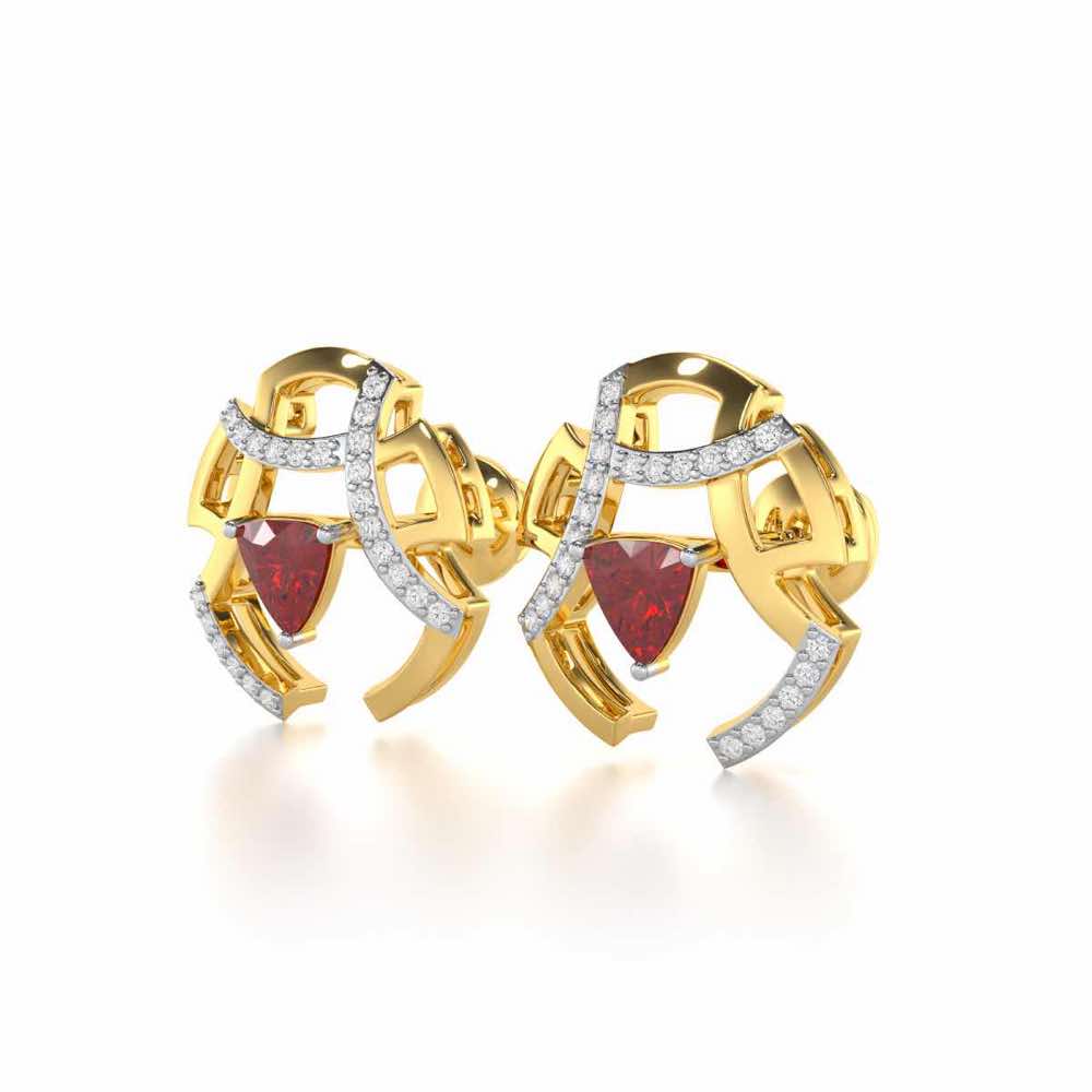 Captivating Cadence Garnet Silver Earrings - Yellow Gold - Image 3