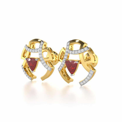 Captivating Cadence Garnet Silver Earrings - Yellow Gold - Image 3