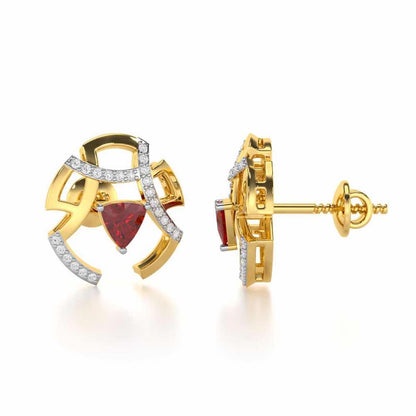 Captivating Cadence Garnet Silver Earrings - Yellow Gold - Image 4