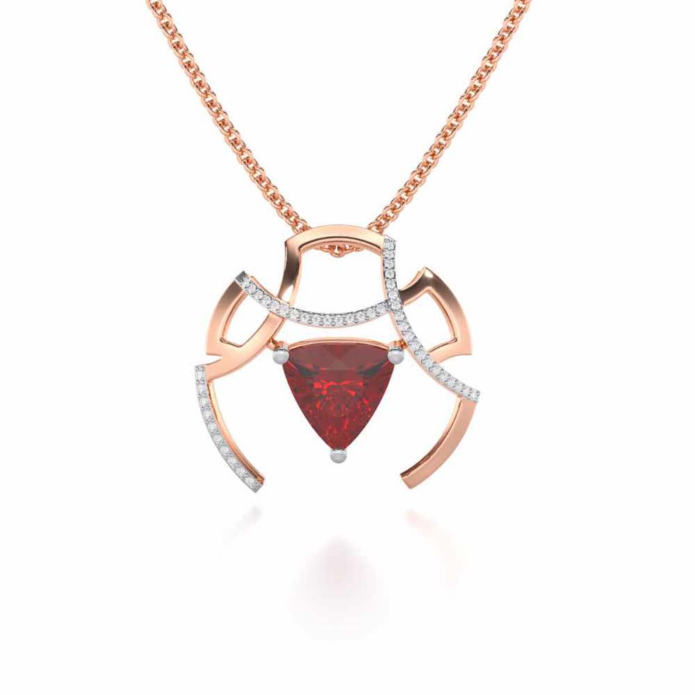 Captivating Cadence Garnet Silver Pendant - Rose Gold - Image 2