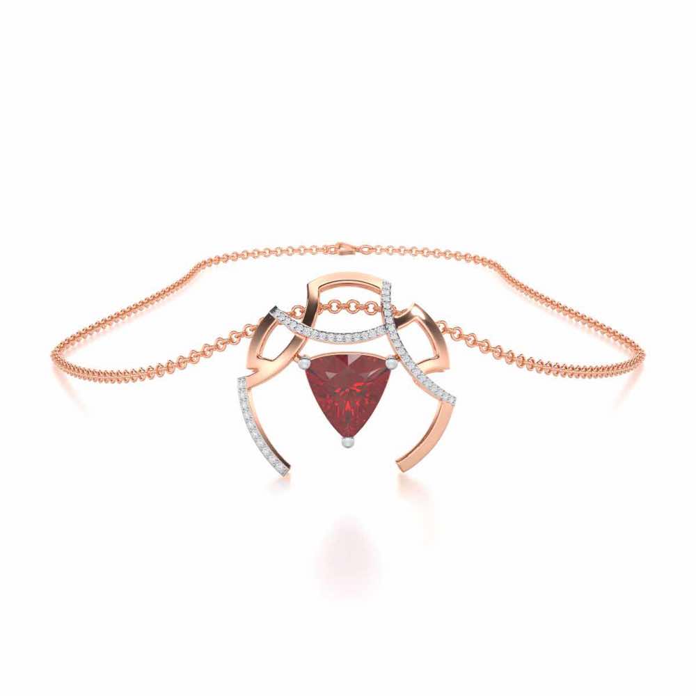 Captivating Cadence Garnet Silver Pendant - Rose Gold - Image 3