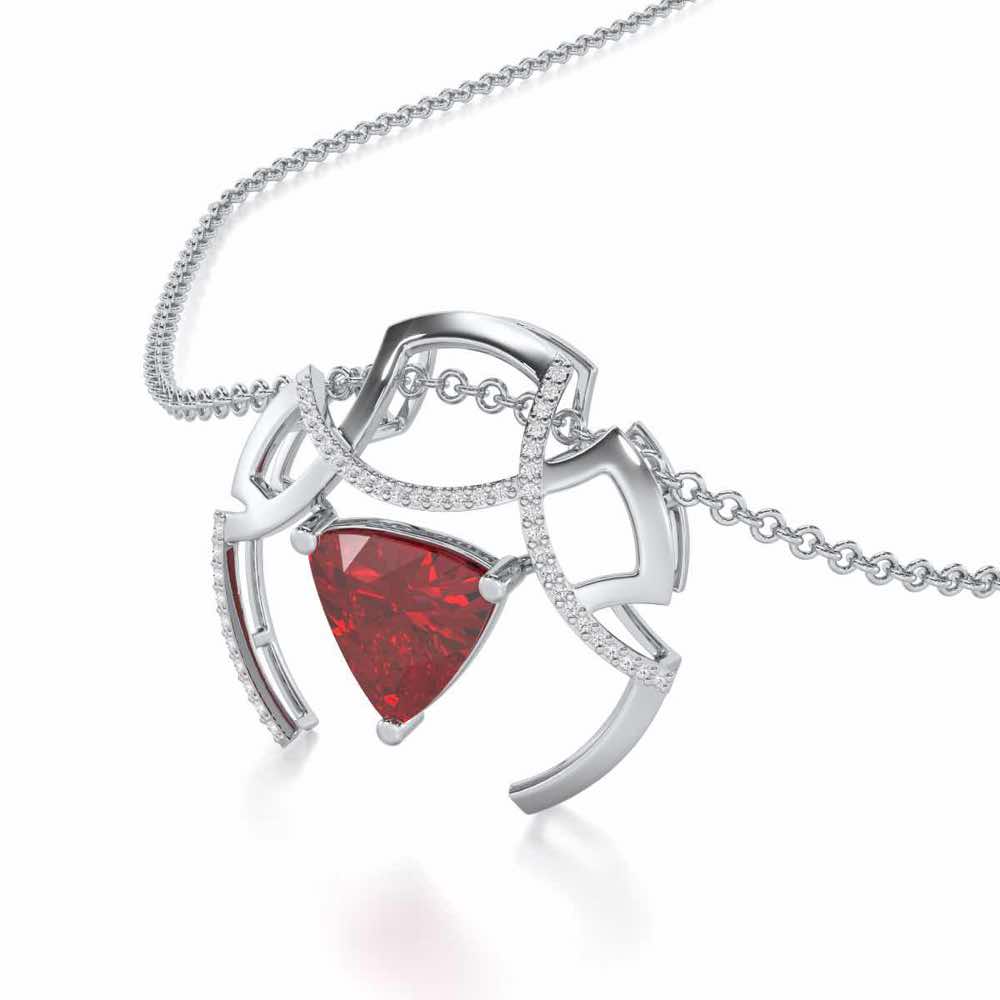 Captivating Cadence Garnet Silver Pendant - White Gold - Image 1