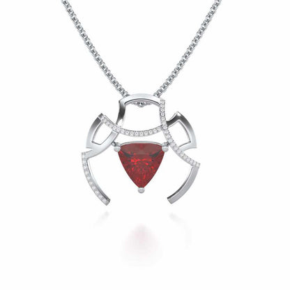 Captivating Cadence Garnet Silver Pendant - White Gold - Image 2