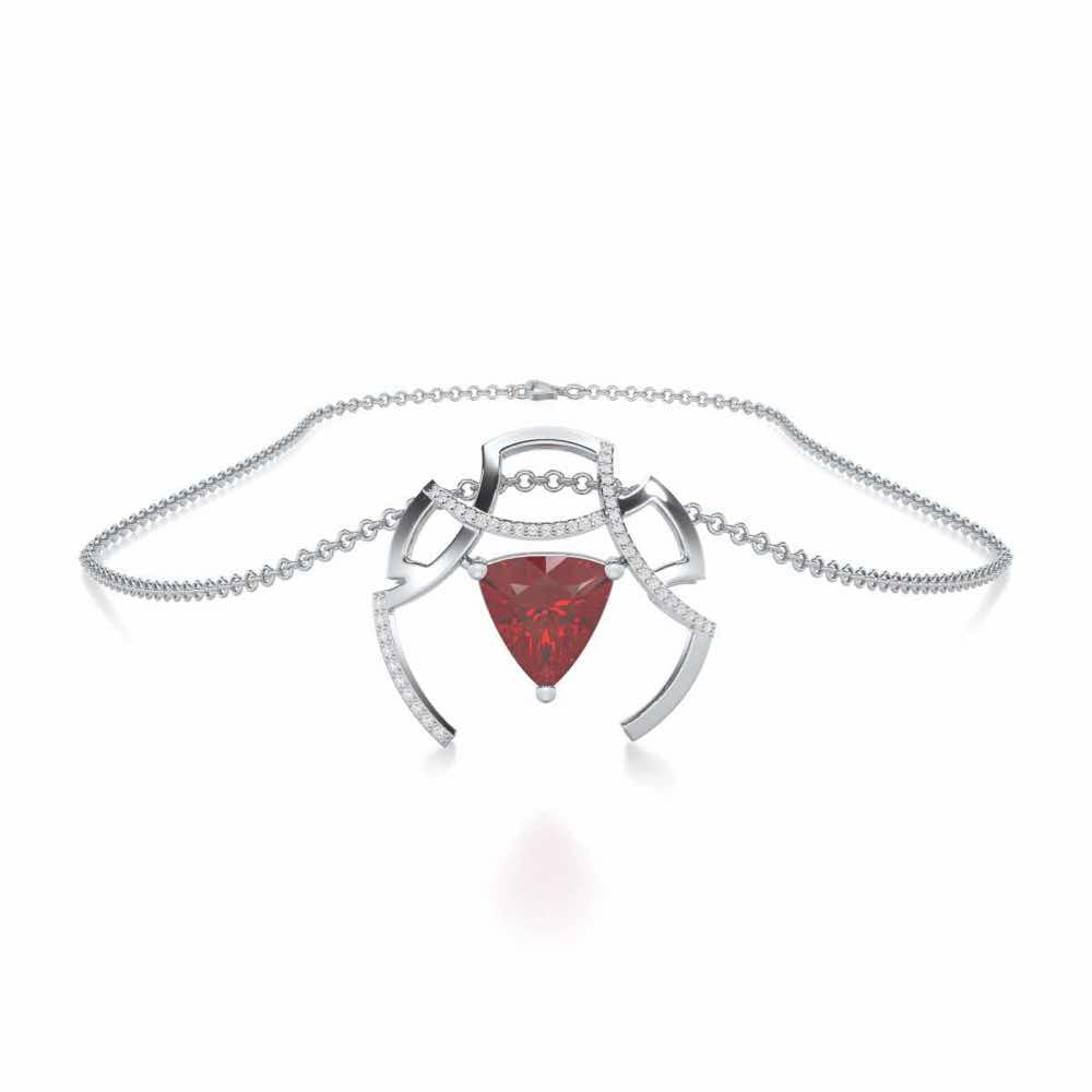 Captivating Cadence Garnet Silver Pendant - White Gold - Image 3