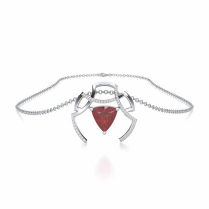 Captivating Cadence Garnet Silver Pendant - White Gold - Image 3