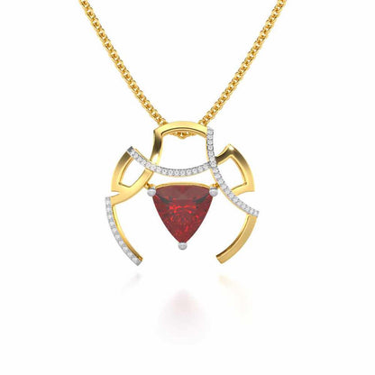 Captivating Cadence Garnet Silver Pendant - Yellow Gold - Image 2