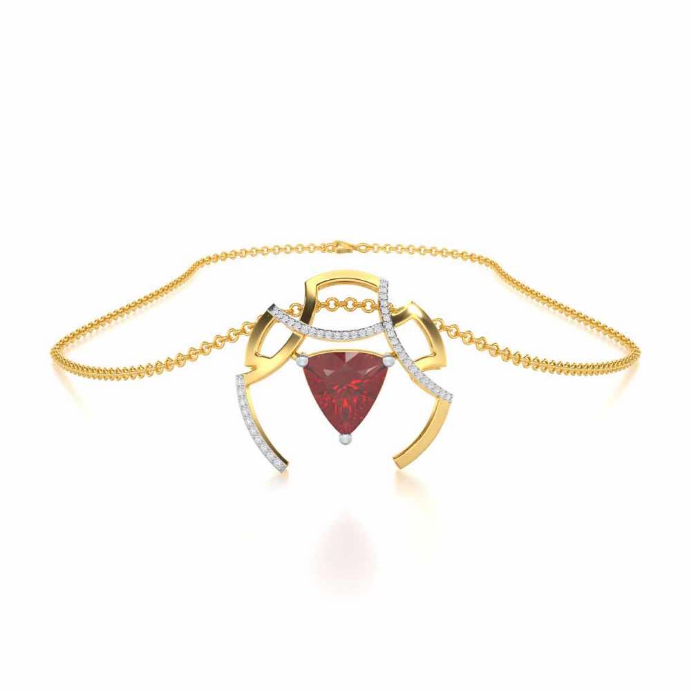 Captivating Cadence Garnet Silver Pendant - Yellow Gold - Image 3