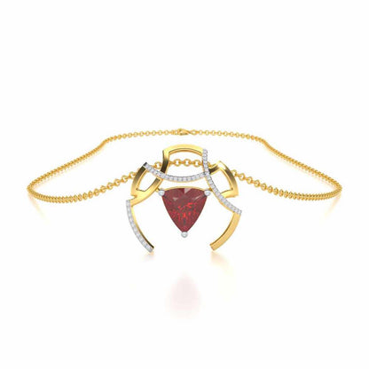Captivating Cadence Garnet Silver Pendant - Yellow Gold - Image 3