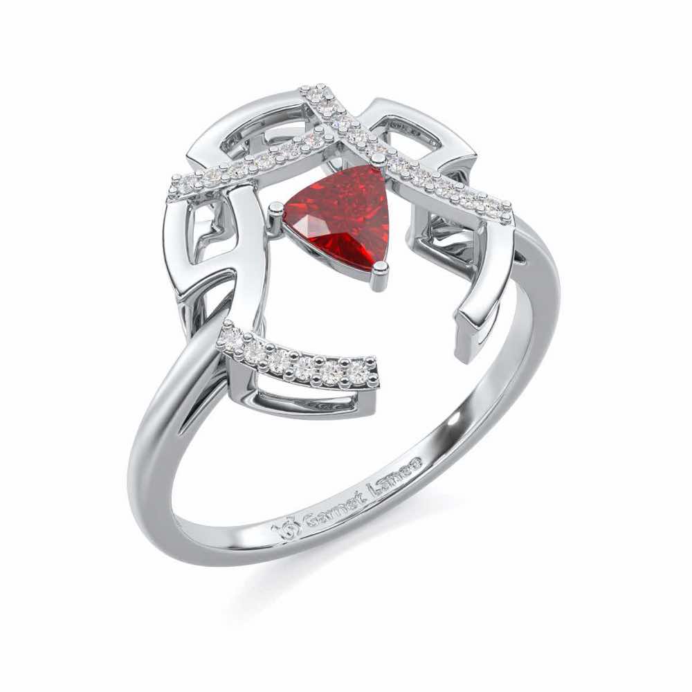 Captivating Cadence Garnet Silver Rings - White Gold - Image 1