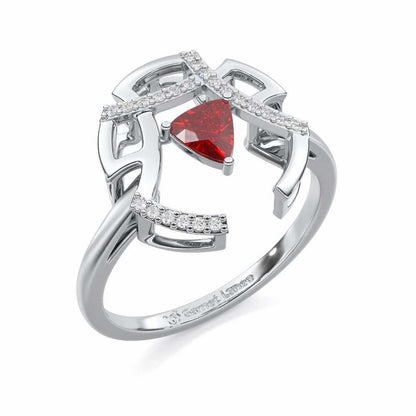 Captivating Cadence Garnet Silver Rings - White Gold - Image 1