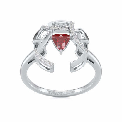 Captivating Cadence Garnet Silver Rings - White Gold - Image 2
