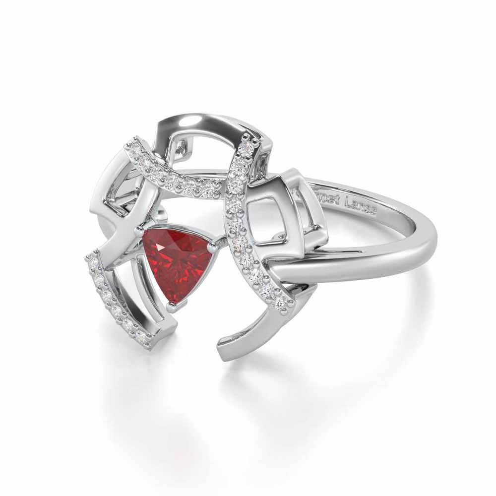 Captivating Cadence Garnet Silver Rings - White Gold - Image 3
