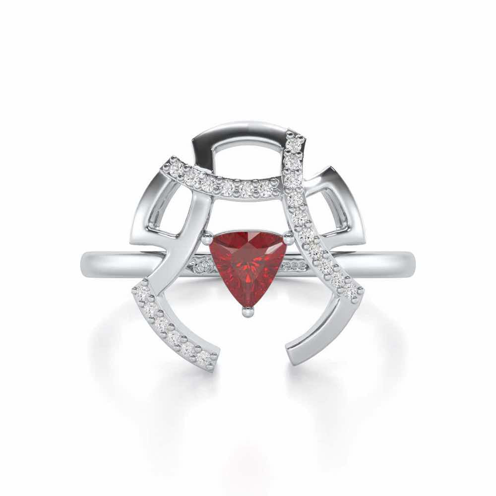 Captivating Cadence Garnet Silver Rings - White Gold - Image 5