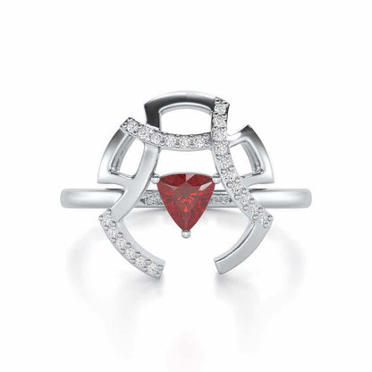 Captivating Cadence Garnet Silver Rings - White Gold - Image 5