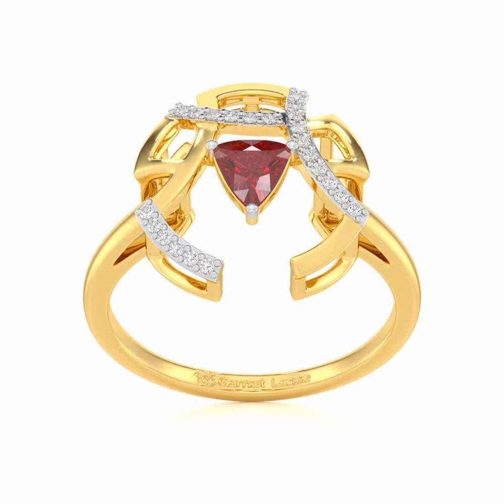 Captivating Cadence Garnet Silver Rings - Yellow Gold - Image 2