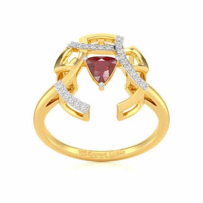 Captivating Cadence Garnet Silver Rings - Yellow Gold - Image 2