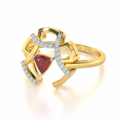 Captivating Cadence Garnet Silver Rings - Yellow Gold - Image 3