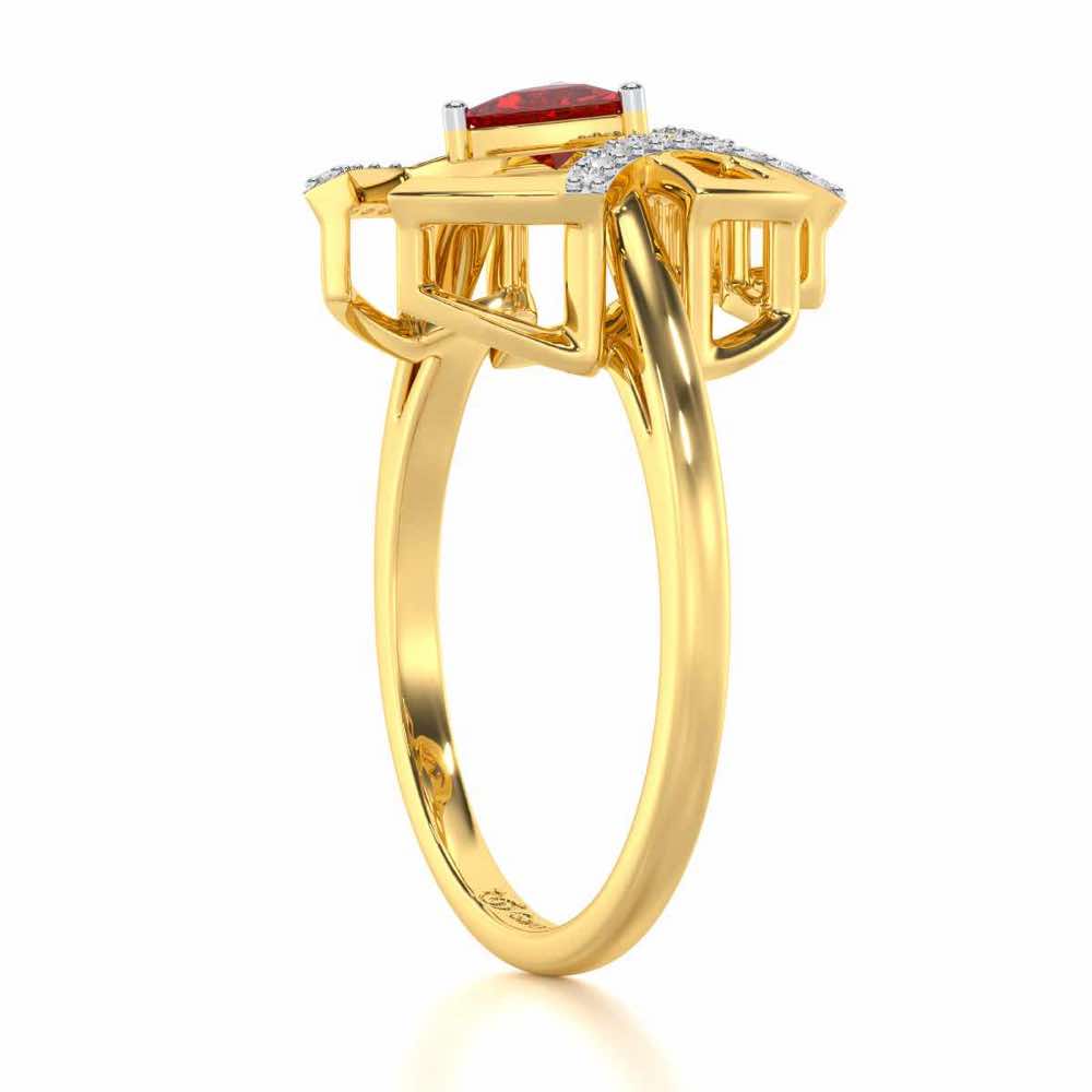 Captivating Cadence Garnet Silver Rings - Yellow Gold - Image 4