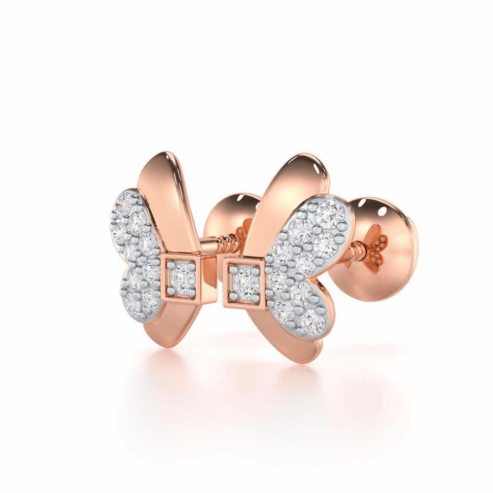 Captivating Charisma Silver Stud Earrings - Rose Gold - Image 3