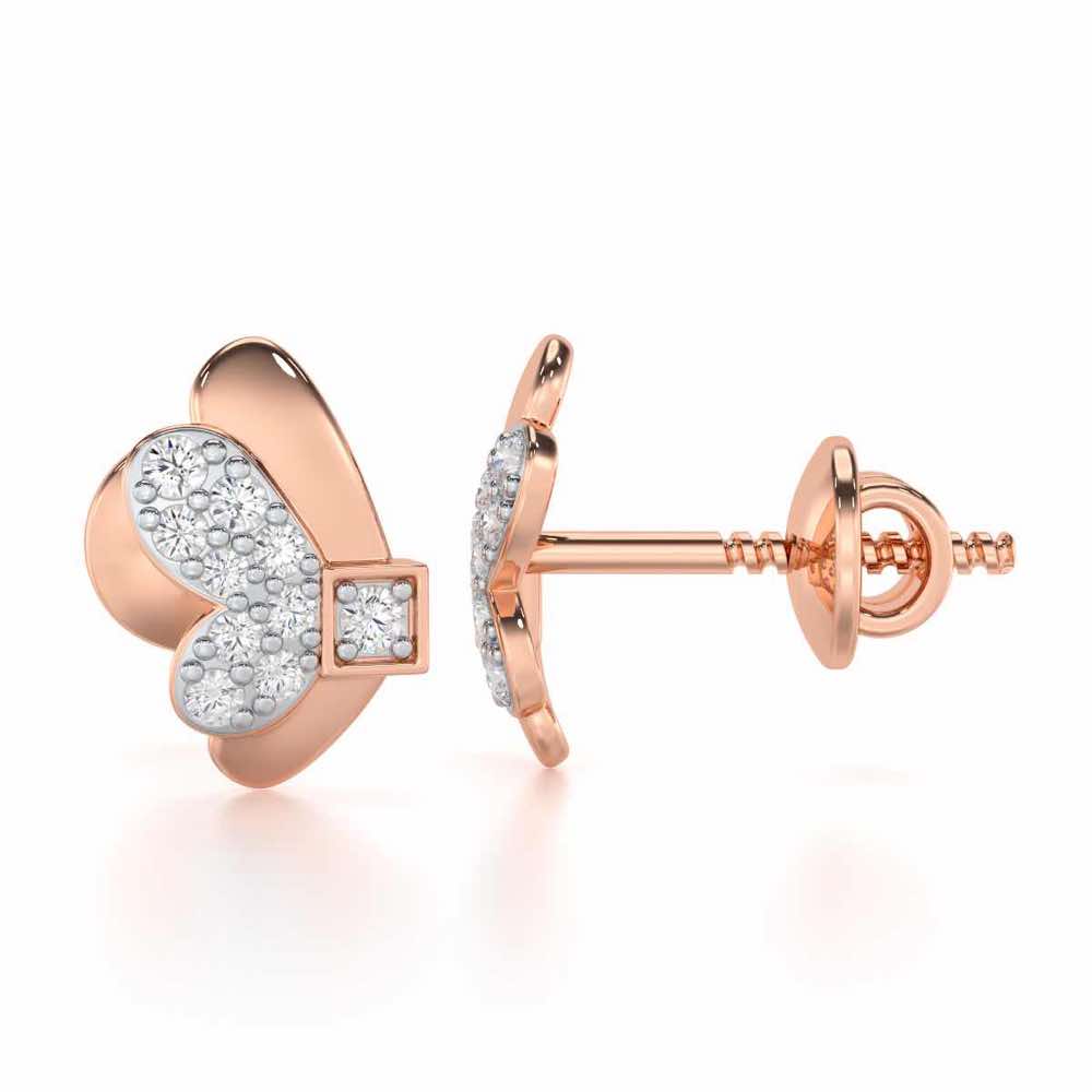 Captivating Charisma Silver Stud Earrings - Rose Gold - Image 4
