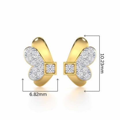 Captivating Charisma Silver Stud Earrings - Yellow Gold - Image 2