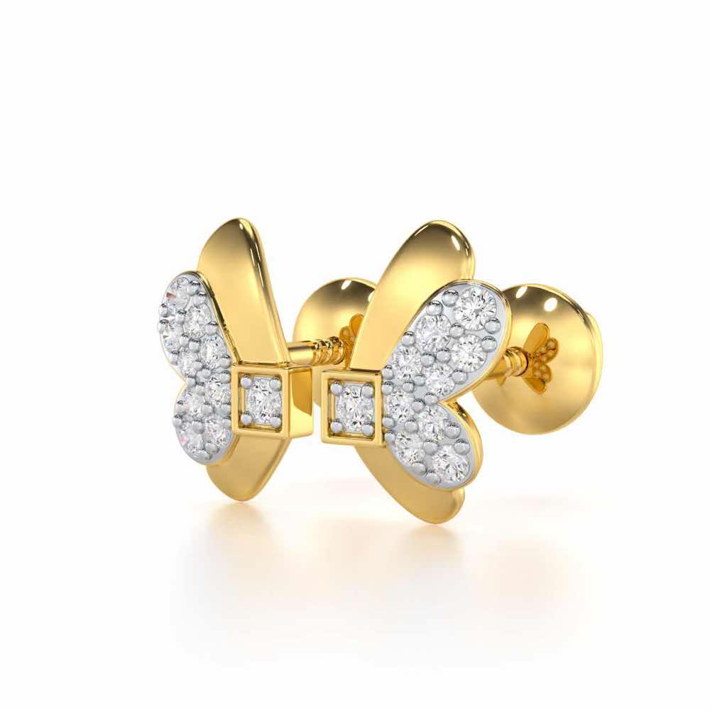 Captivating Charisma Silver Stud Earrings - Yellow Gold - Image 3