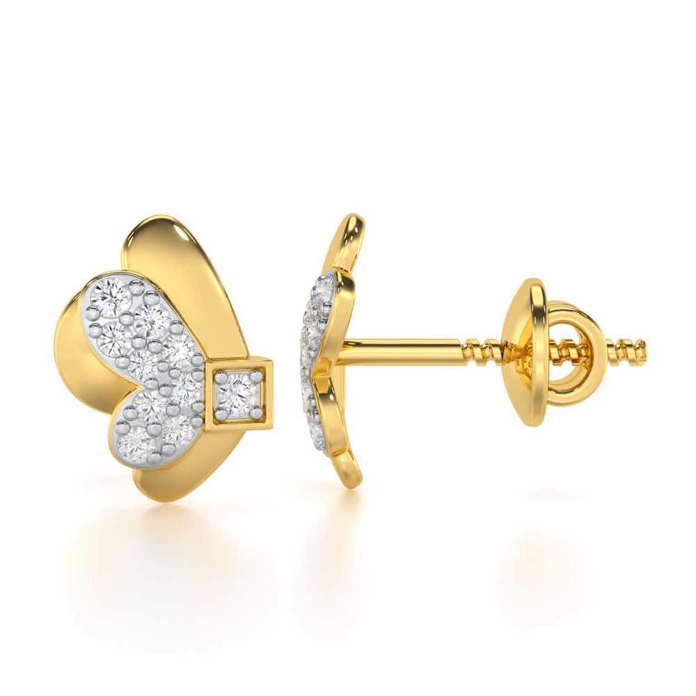 Captivating Charisma Silver Stud Earrings - Yellow Gold - Image 4