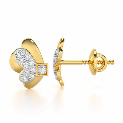 Captivating Charisma Silver Stud Earrings - Yellow Gold - Image 4