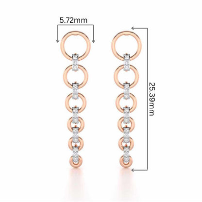 Captivating Crescendo Silver Stud Earrings - Rose Gold - Image 2