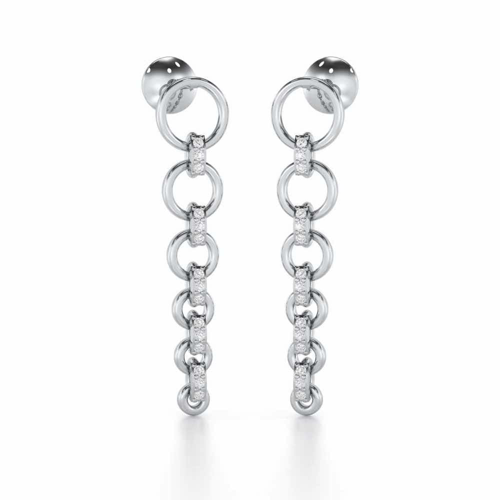 Captivating Crescendo Silver Stud Earrings - White Gold - Image 1