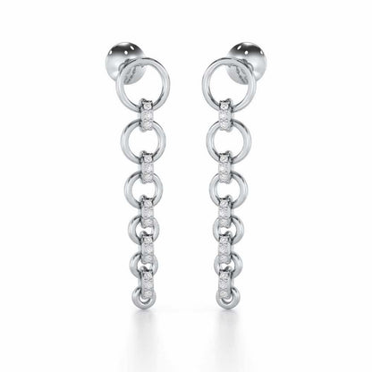 Captivating Crescendo Silver Stud Earrings - White Gold - Image 1