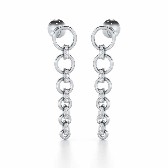 Captivating Crescendo Silver Stud Earrings - White Gold - Image 1