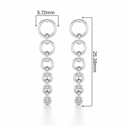 Captivating Crescendo Silver Stud Earrings - White Gold - Image 2