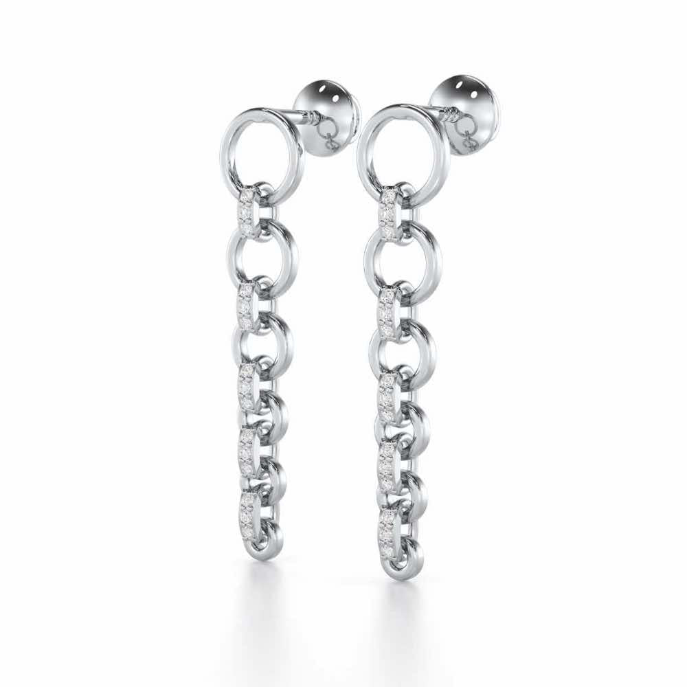 Captivating Crescendo Silver Stud Earrings - White Gold - Image 3