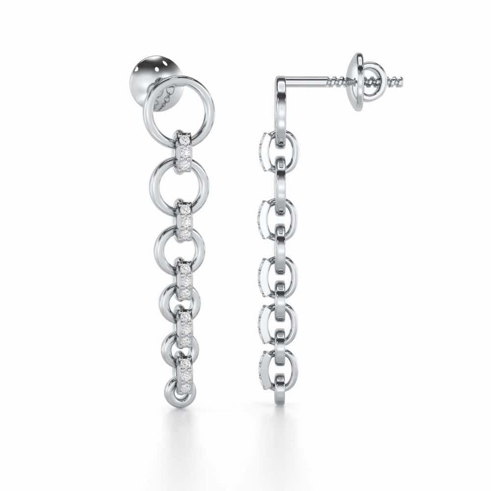 Captivating Crescendo Silver Stud Earrings - White Gold - Image 4