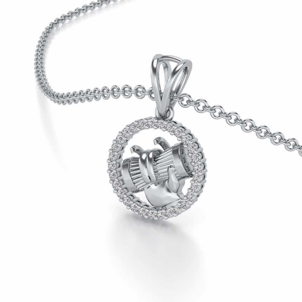 Care Silver Pendant - White Gold - Image 2