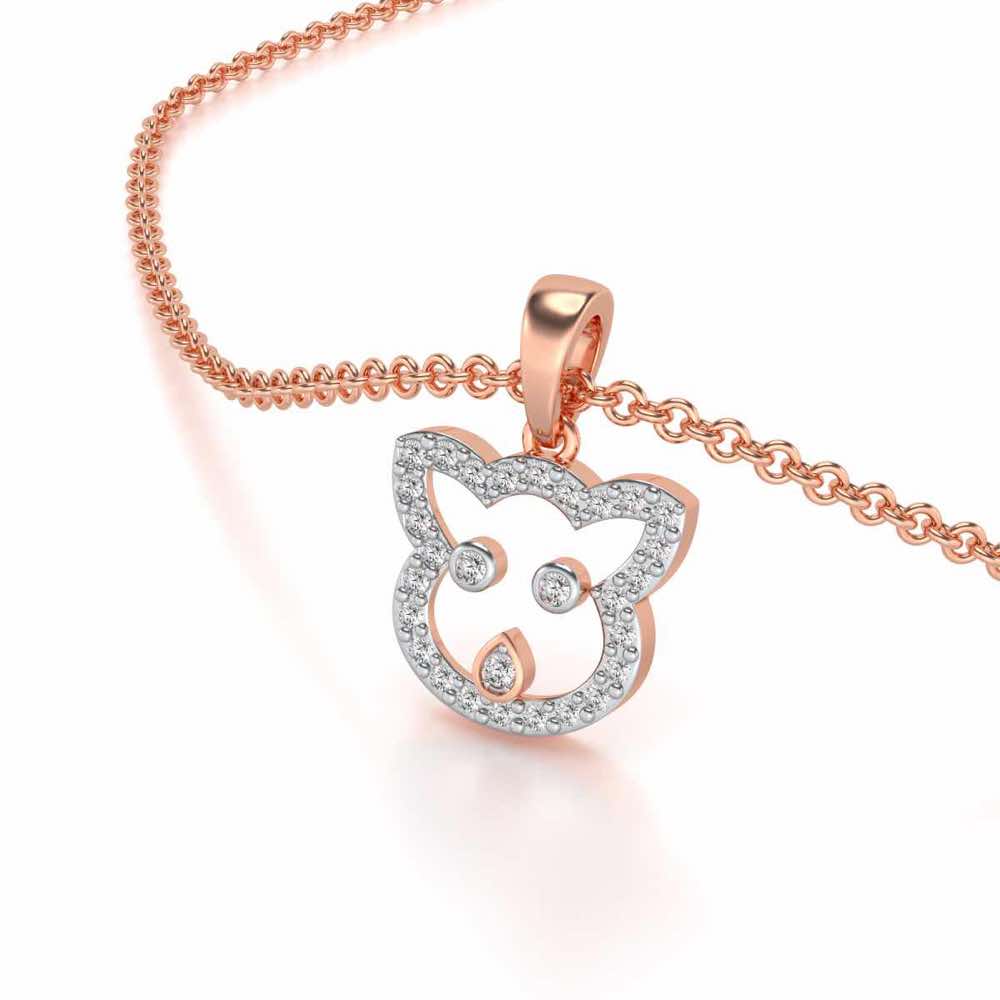 Cat Buddy Silver Pendant - Rose Gold - Image 1