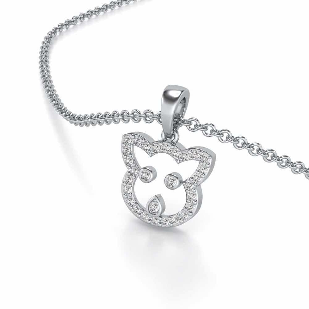 Cat Buddy Silver Pendant - White Gold - Image 1