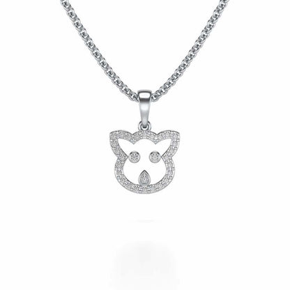 Cat Buddy Silver Pendant - White Gold - Image 2