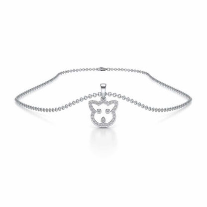 Cat Buddy Silver Pendant - White Gold - Image 3