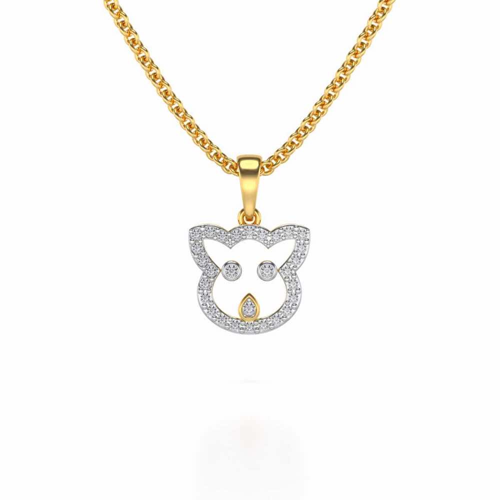 Cat Buddy Silver Pendant - Yellow Gold - Image 2