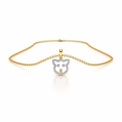 Cat Buddy Silver Pendant - Yellow Gold - Image 3