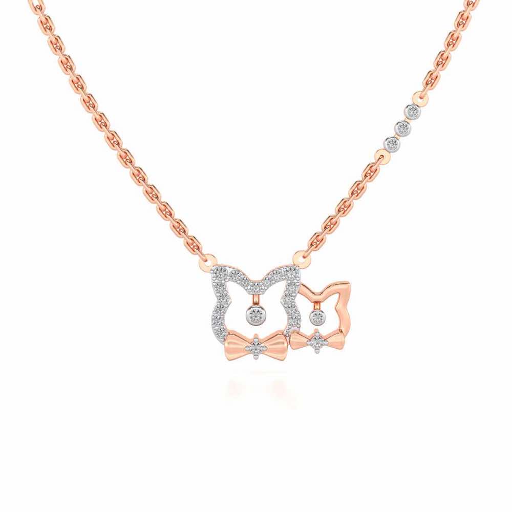 Cat Chums Silver Pendant - Rose Gold - Image 2