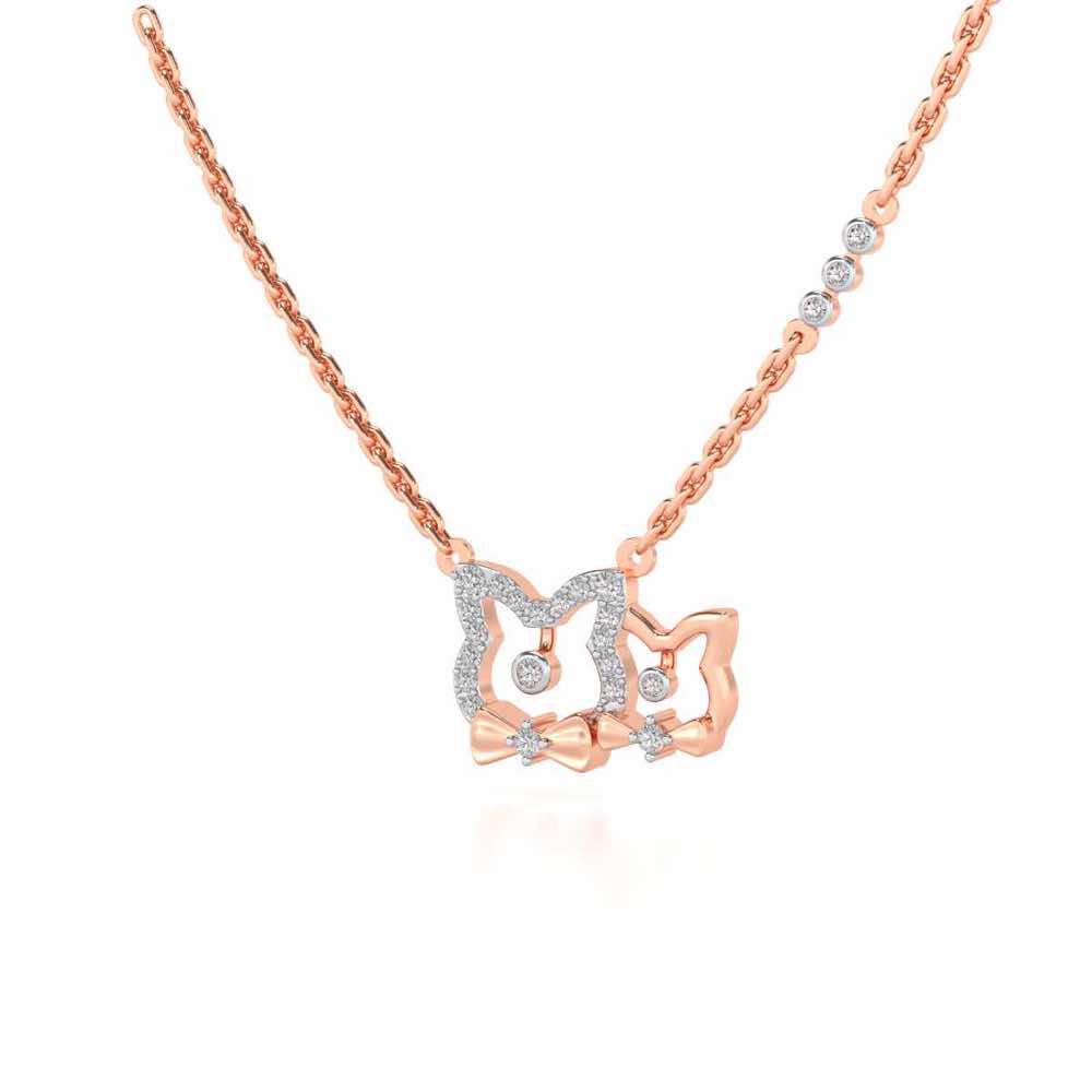 Cat Chums Silver Pendant - Rose Gold - Image 3