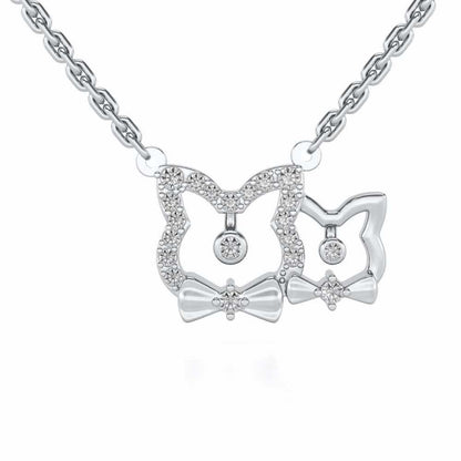 Cat Chums Silver Pendant - White Gold - Image 1