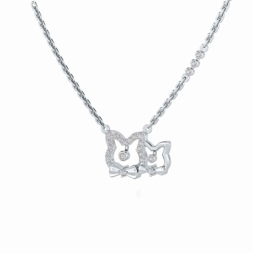 Cat Chums Silver Pendant - White Gold - Image 3
