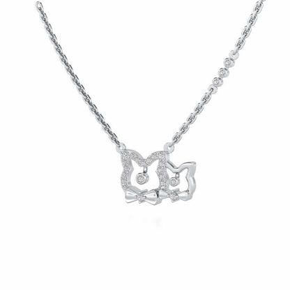 Cat Chums Silver Pendant - White Gold - Image 3