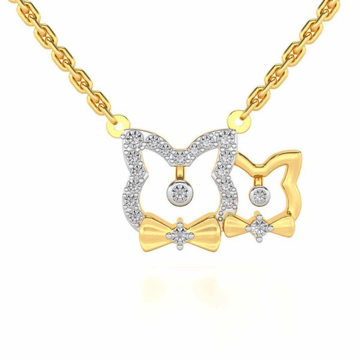 Cat Chums Silver Pendant - Yellow Gold - Image 1