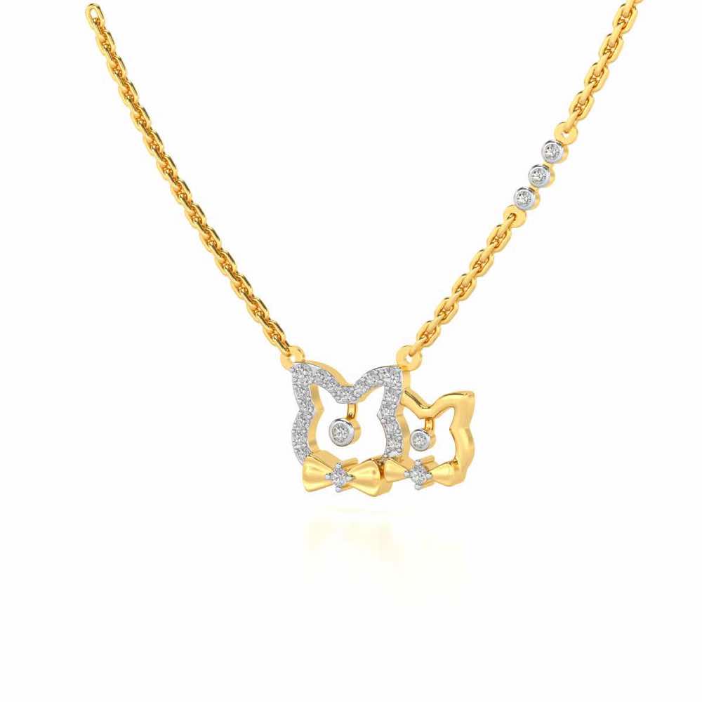 Cat Chums Silver Pendant - Yellow Gold - Image 3